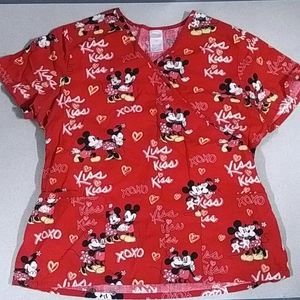 Disney Mickey Short Sleeve Scrub Top Size Large